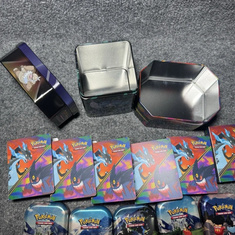 Lot Of Pokemon Ascended Hero's Mini Tins & Other Tins & Phantasmal Binders EMPTY